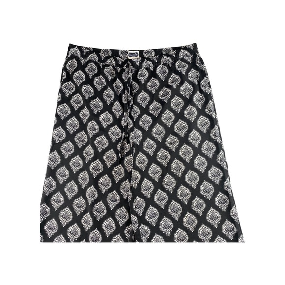 Mud Pie Paisley Wide Leg Palazzo Pants Black White L Elastic Waist - Picture 2 of 9
